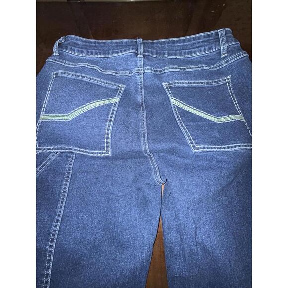Flamingals Cargo Blue  Jeans #77246 Size Large 29x32  Straight Leg Stretch - Picture 8 of 9